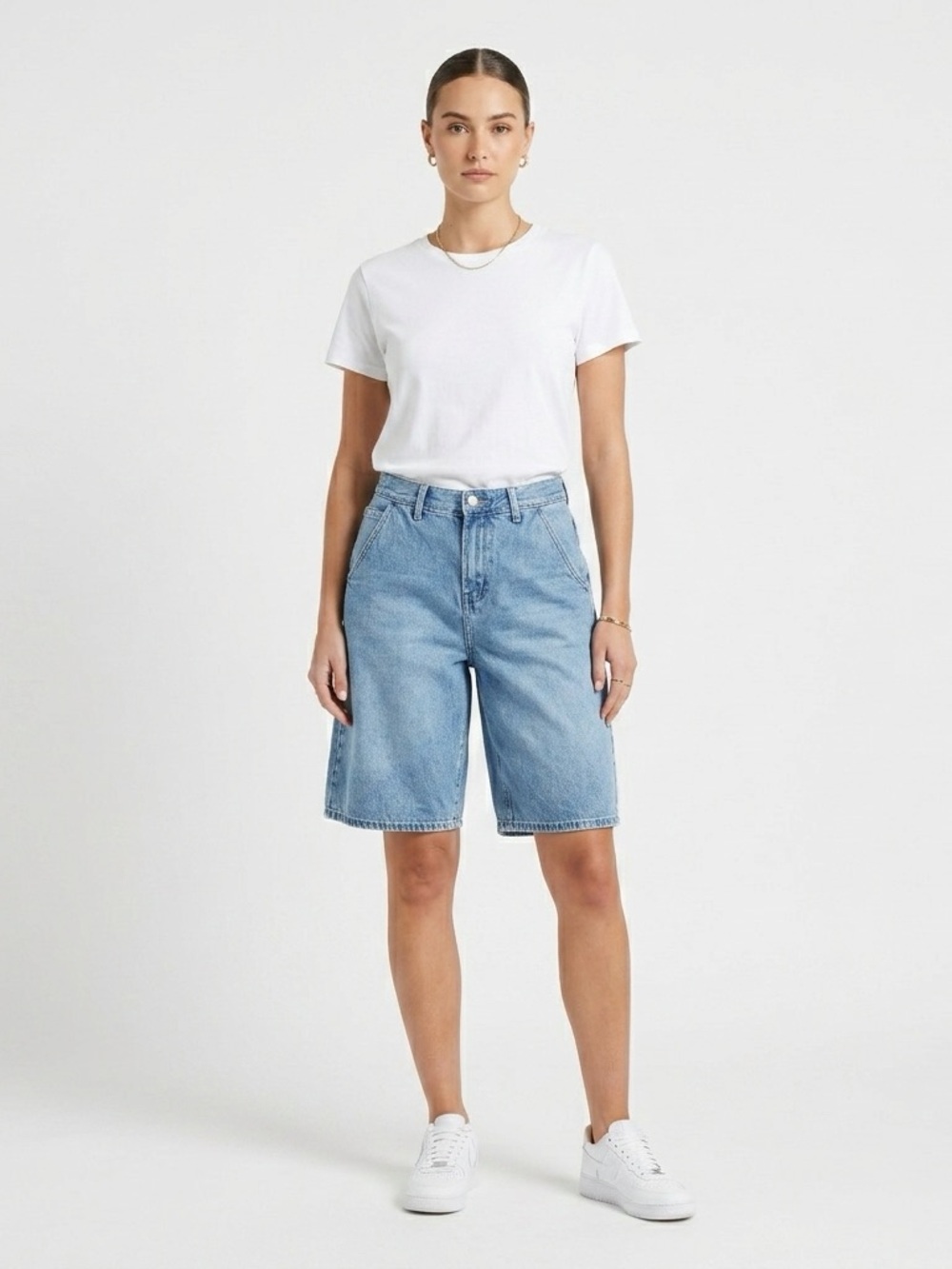 Sincerely Jules The Baggy Short Denim Jorts Light Wash Wide Leg Skater Size 7/28
